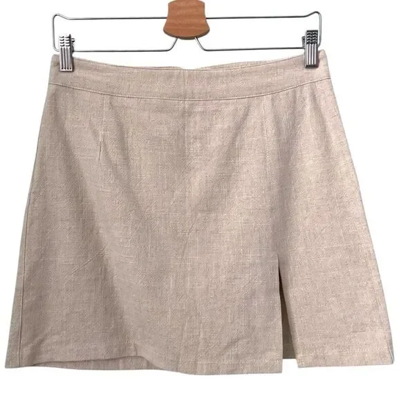Lioness Beige Mini Skirt in Size Medium 70% Linen, 30% Cotton - Picture 2 of 6